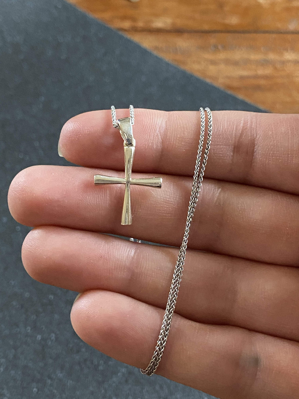 Woman's silver cross, Silver cross necklace, small silver cross, Byzantine silver cross 