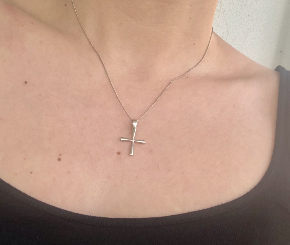 Woman's silver cross, Silver cross necklace, small silver cross, Byzantine silver cross 