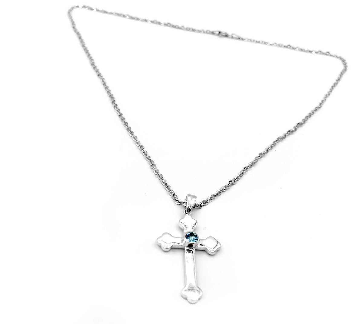 Silver cross blue stone, silver cross, Byzantine silver cross 