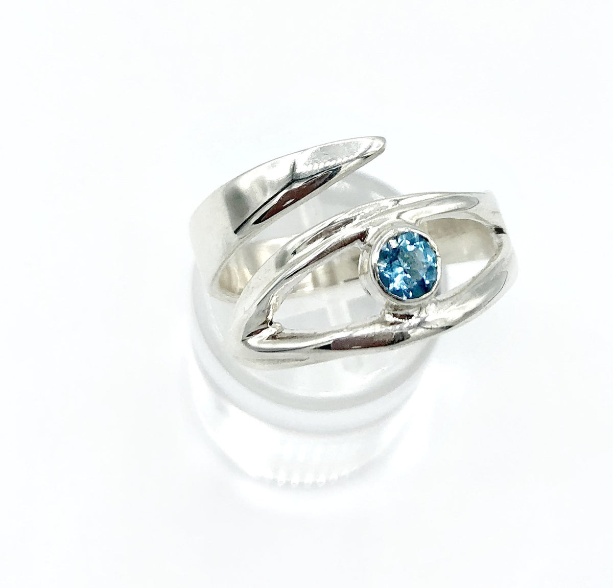 Evil eye ring, November birthstone ring, topaz silver ring 