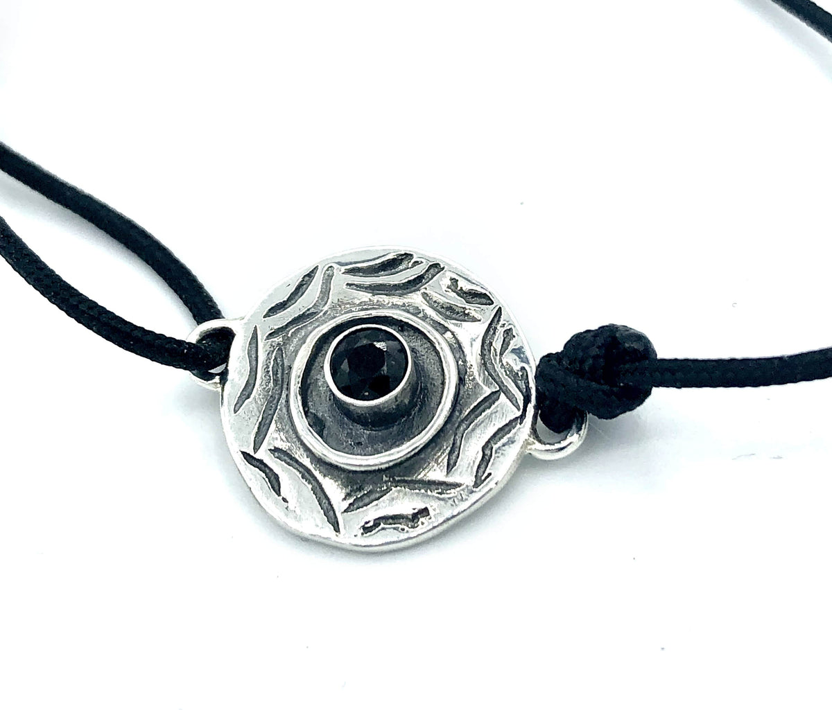 men's evil eye bracelet, black gemstone evil eye bracelet