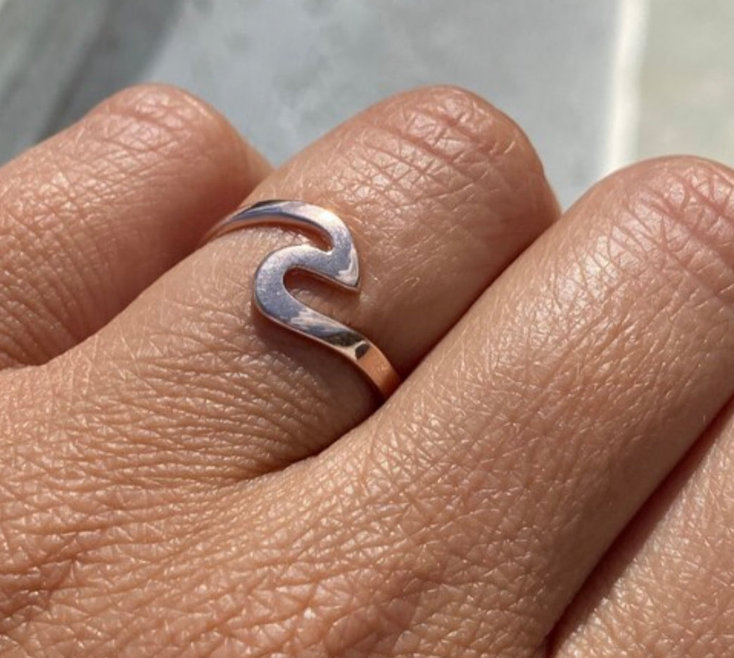 ocean wave ring, rose gold ring