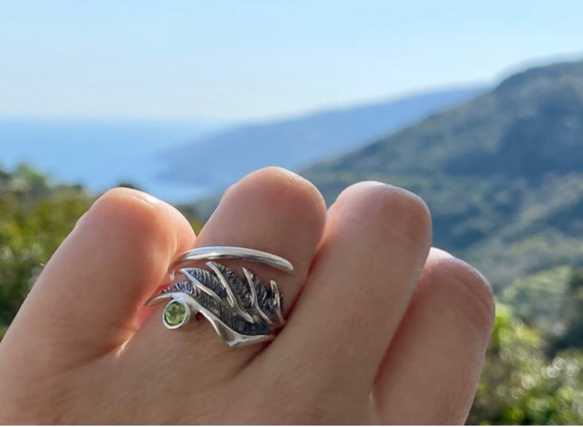 peridot ring angel wing ring