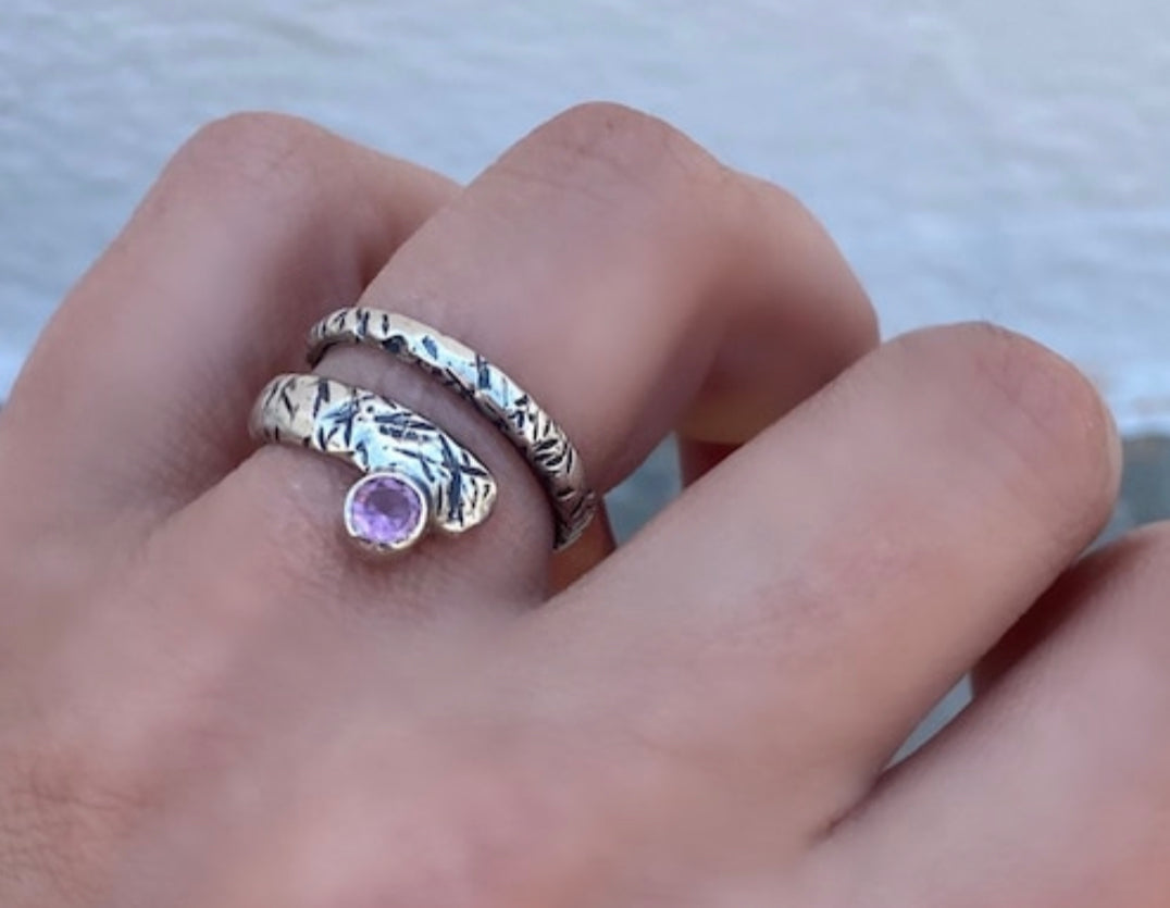 pink tourmaline silver ring adjustable