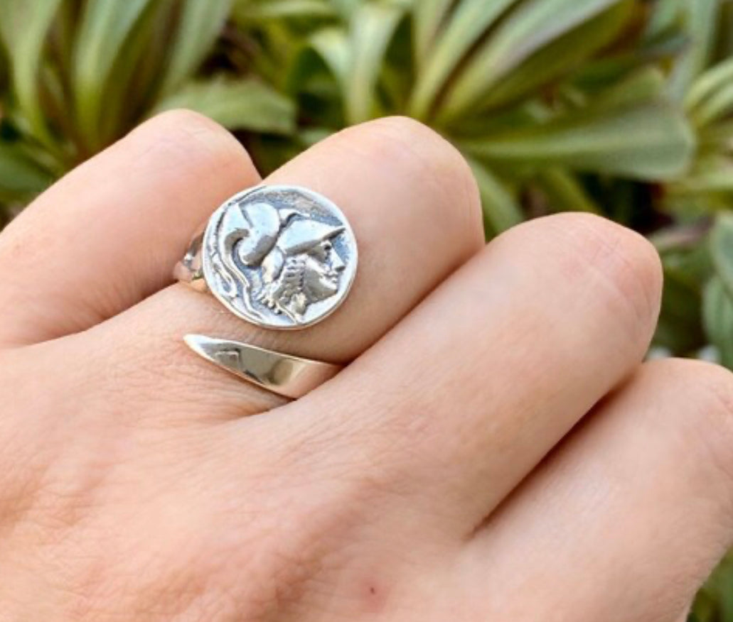 Athena coin silver ring, silver ring, greek ring, silver coin ring, Ancient Greek ring