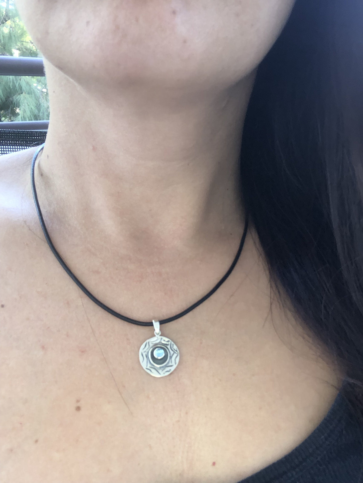 Evil eye necklace, evil eye with blue topaz gemstone 