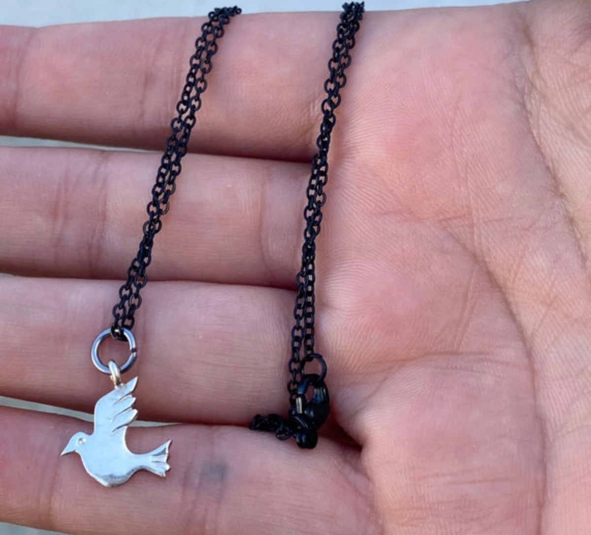 dove necklace silver black 40 cm chain