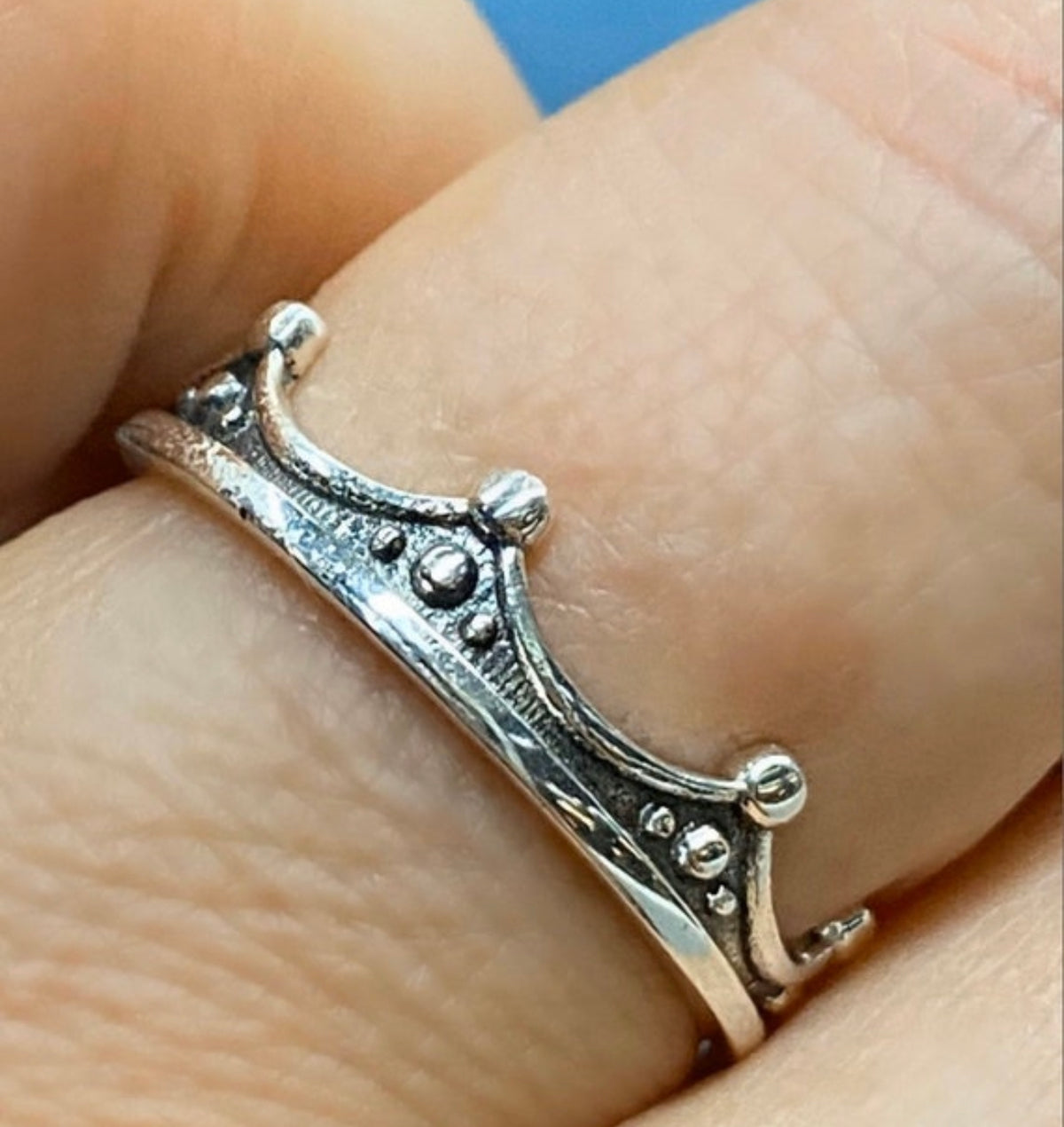 black and silver crown ring, tiny crown ring