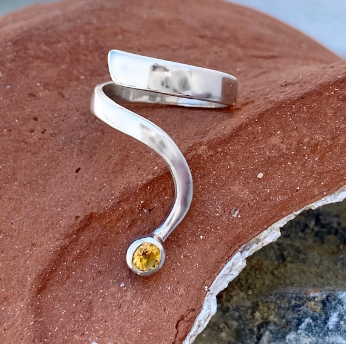 citrine ring silver open silver ring
