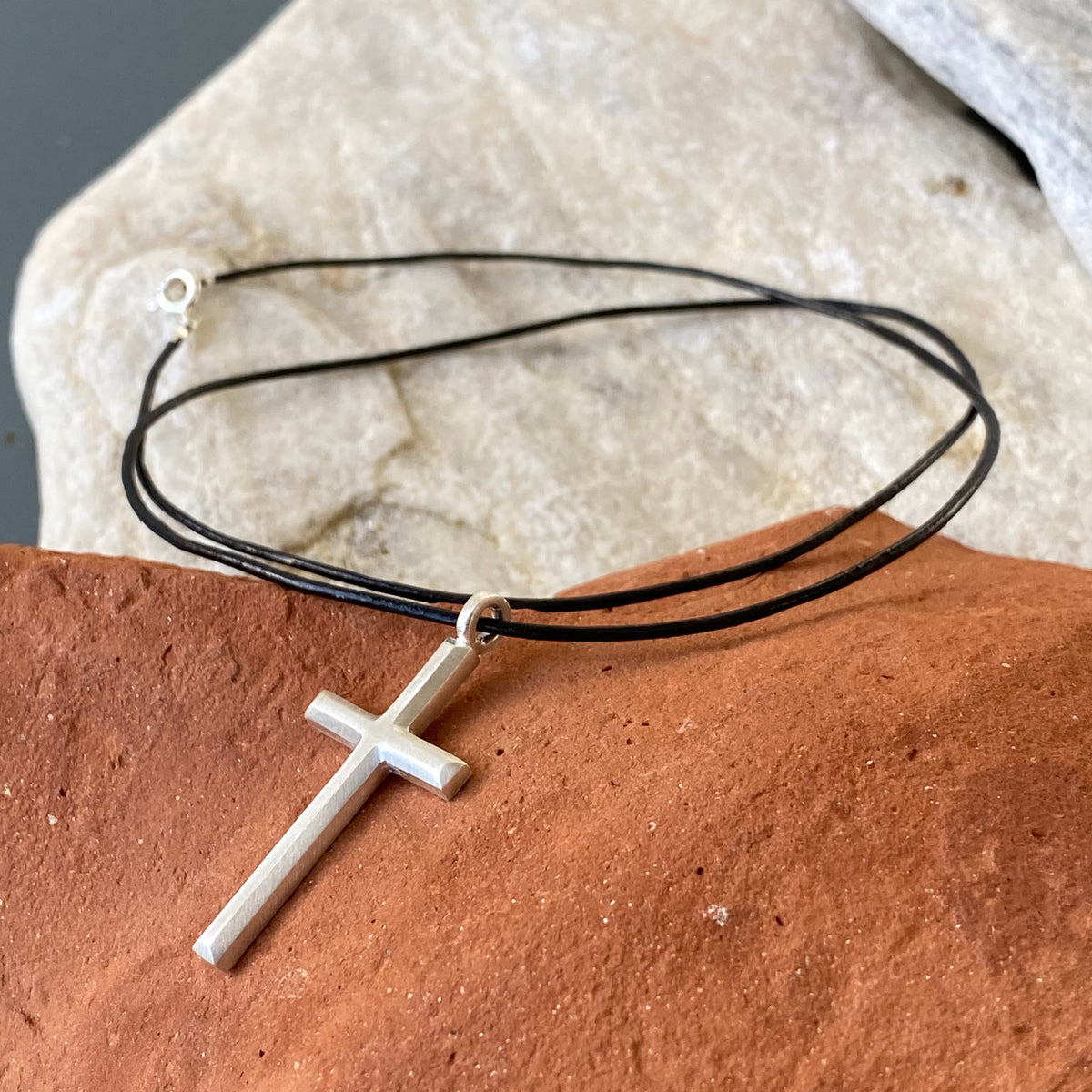Silver cross necklace modern silver cross