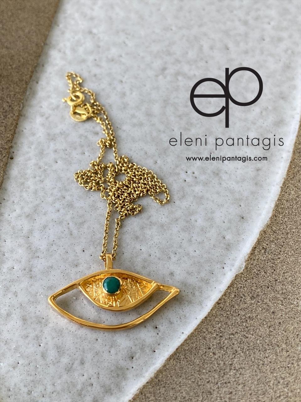 Evil eye necklace, evil eye with turquoise gemstone