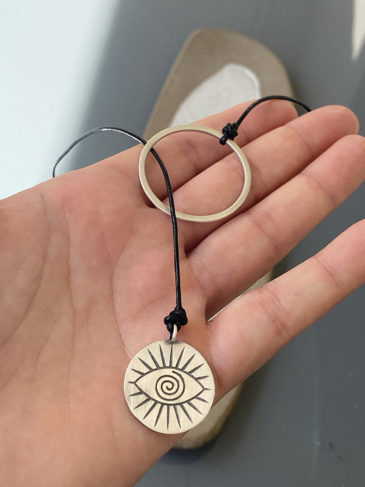 Evil eye Circle lariat necklace women’s fashion necklace