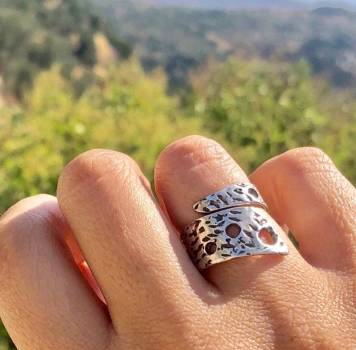 wide silver ring adjustable