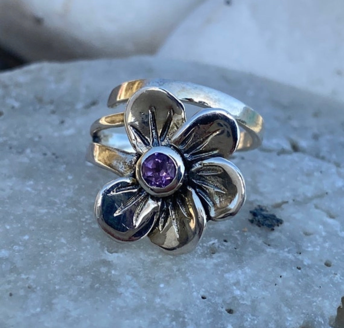 amethyst flower ring