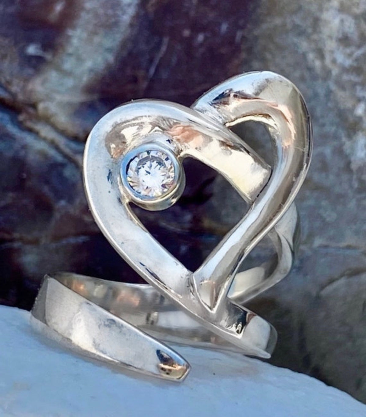 silver heart ring adjustable