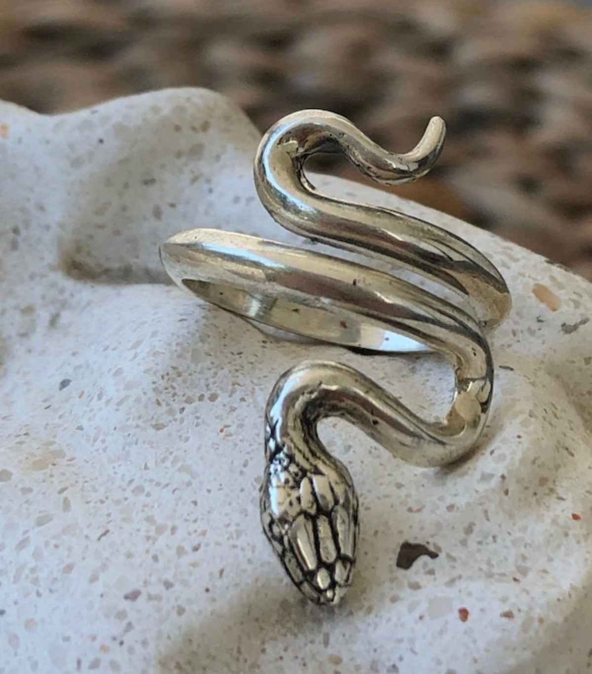 Silver snake ring serpent ring