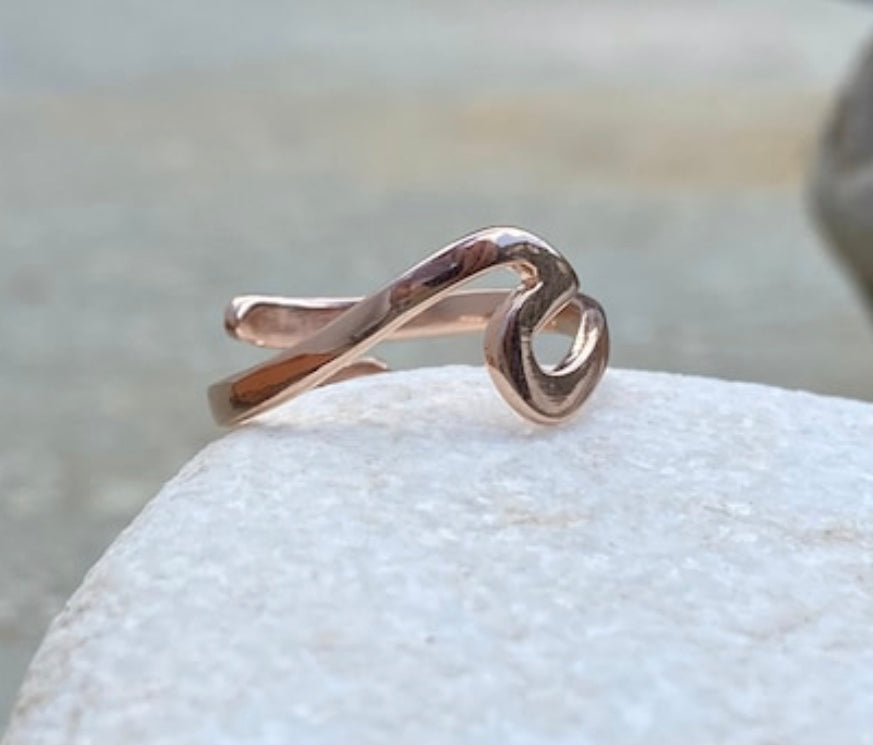 ocean wave ring, rose gold ring