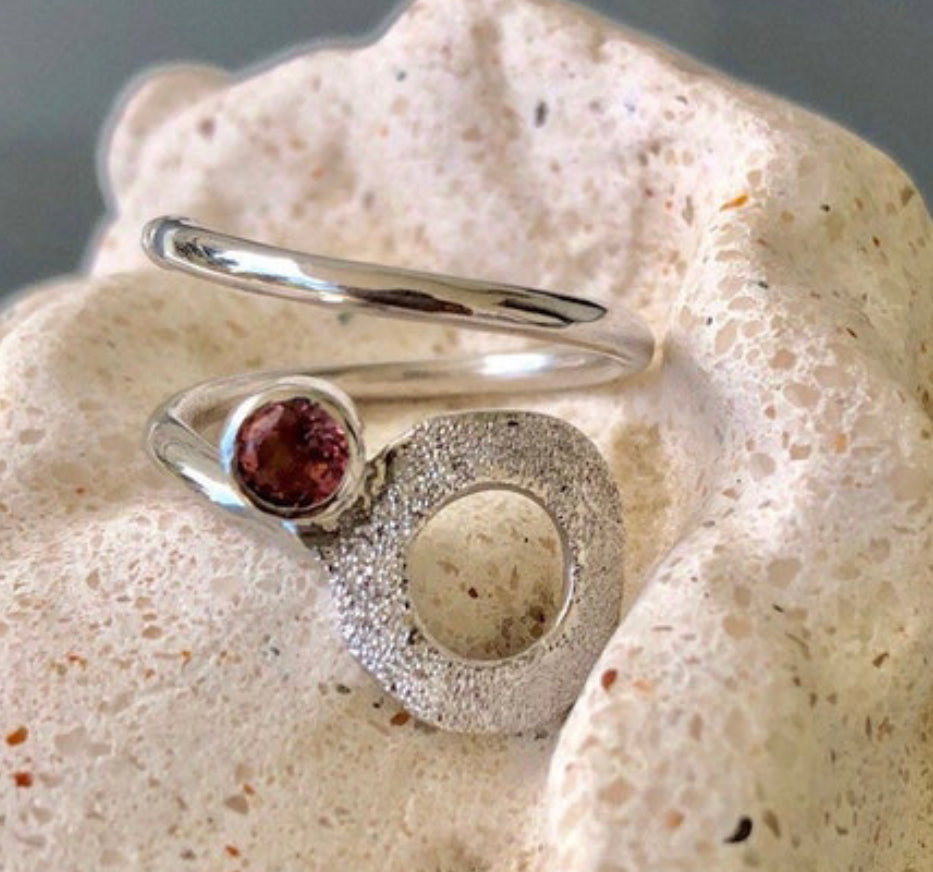 circle ring pink tourmaline ring