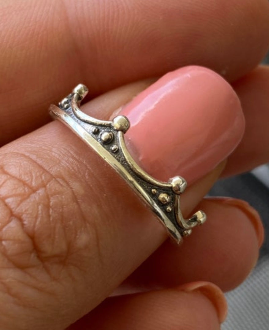 black and silver crown ring, tiny crown ring