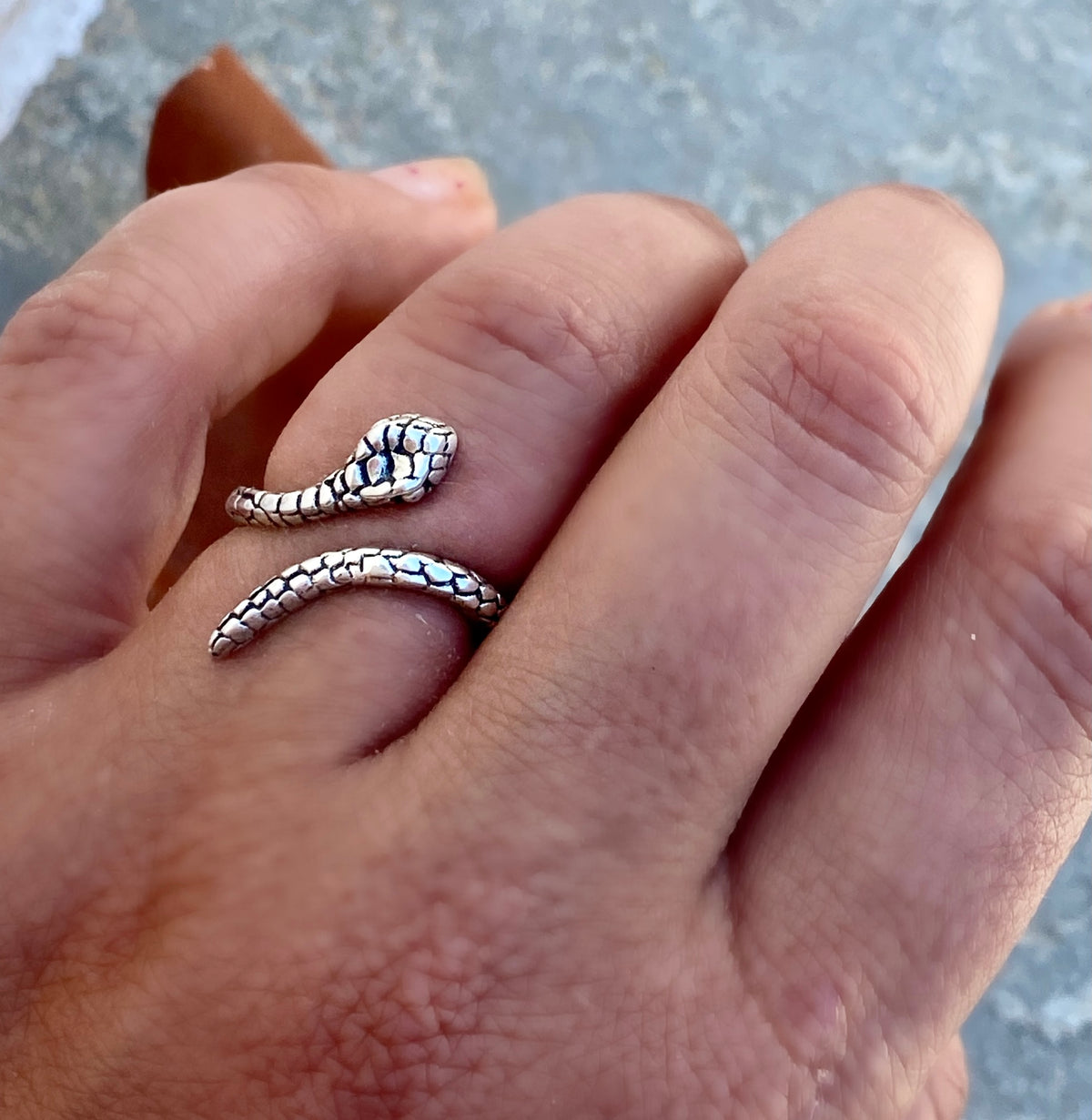 adjustable silver snake ring