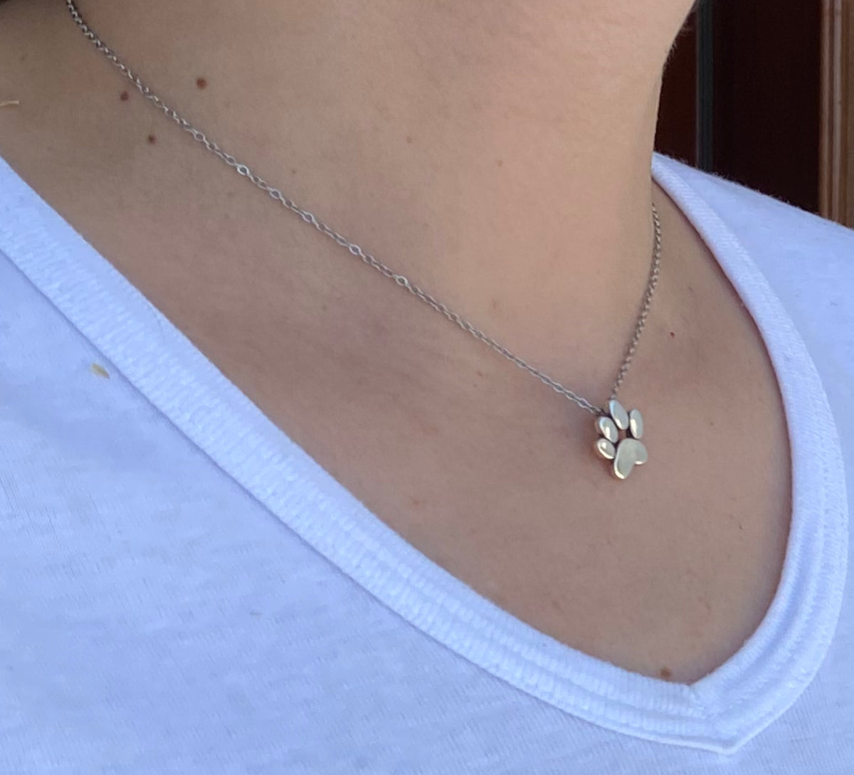 dog paw silver small necklace
