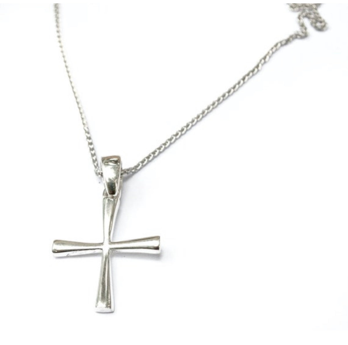 Small cross necklace silver, Byzantine cross