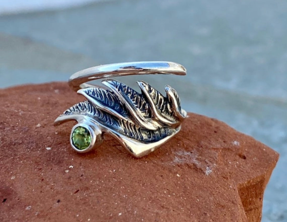 peridot ring angel wing ring