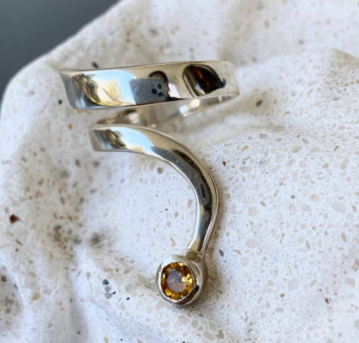 citrine ring silver open silver ring