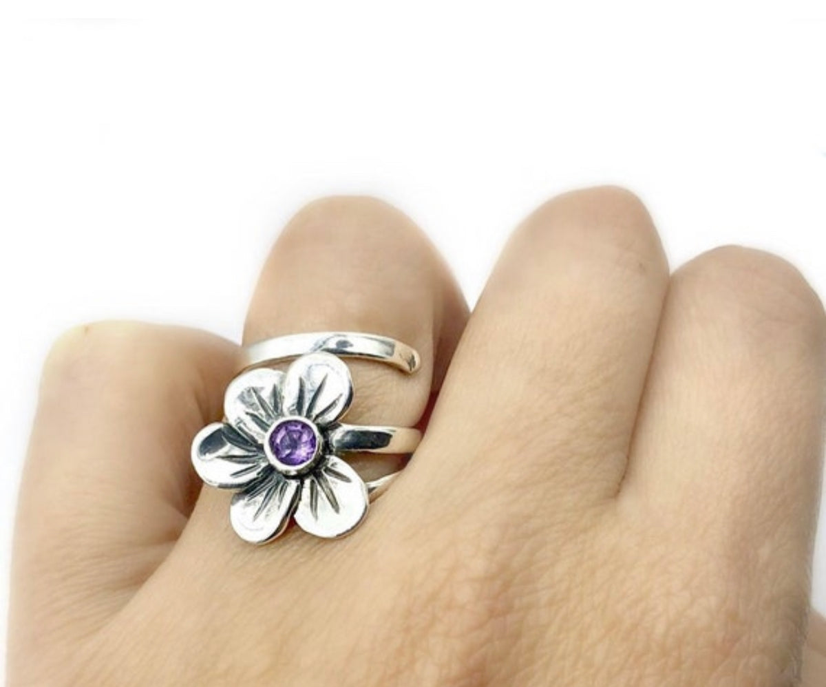 amethyst flower ring