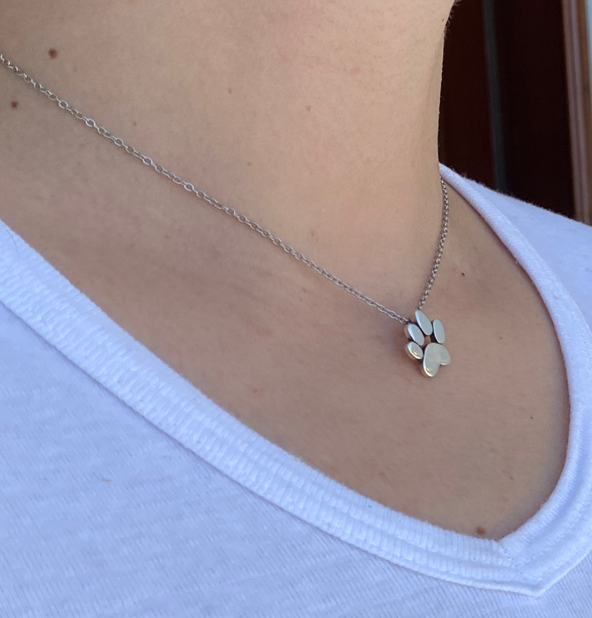 dog paw silver small necklace