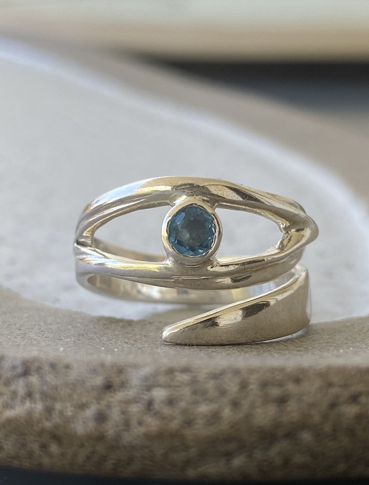Evil eye ring, November birthstone ring, topaz silver ring 
