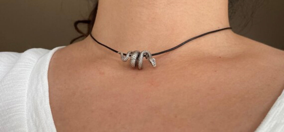 silver snake necklace spiral snake necklace