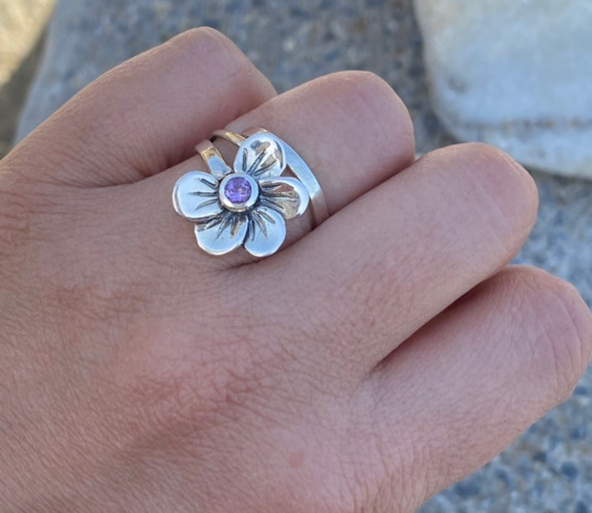 amethyst flower ring