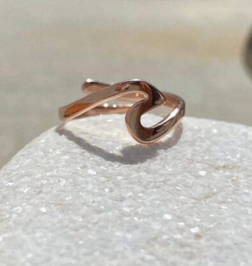 ocean wave ring, rose gold ring