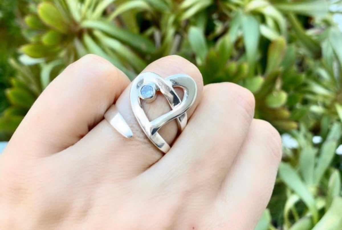 silver heart ring adjustable