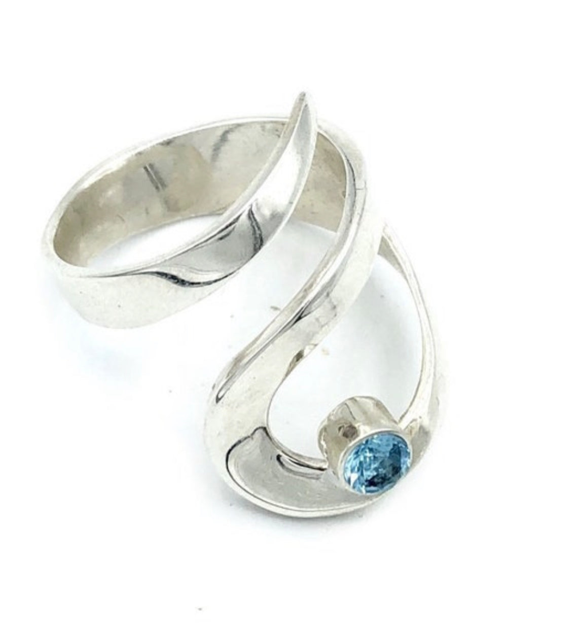 blue topaz silver adjustable ring