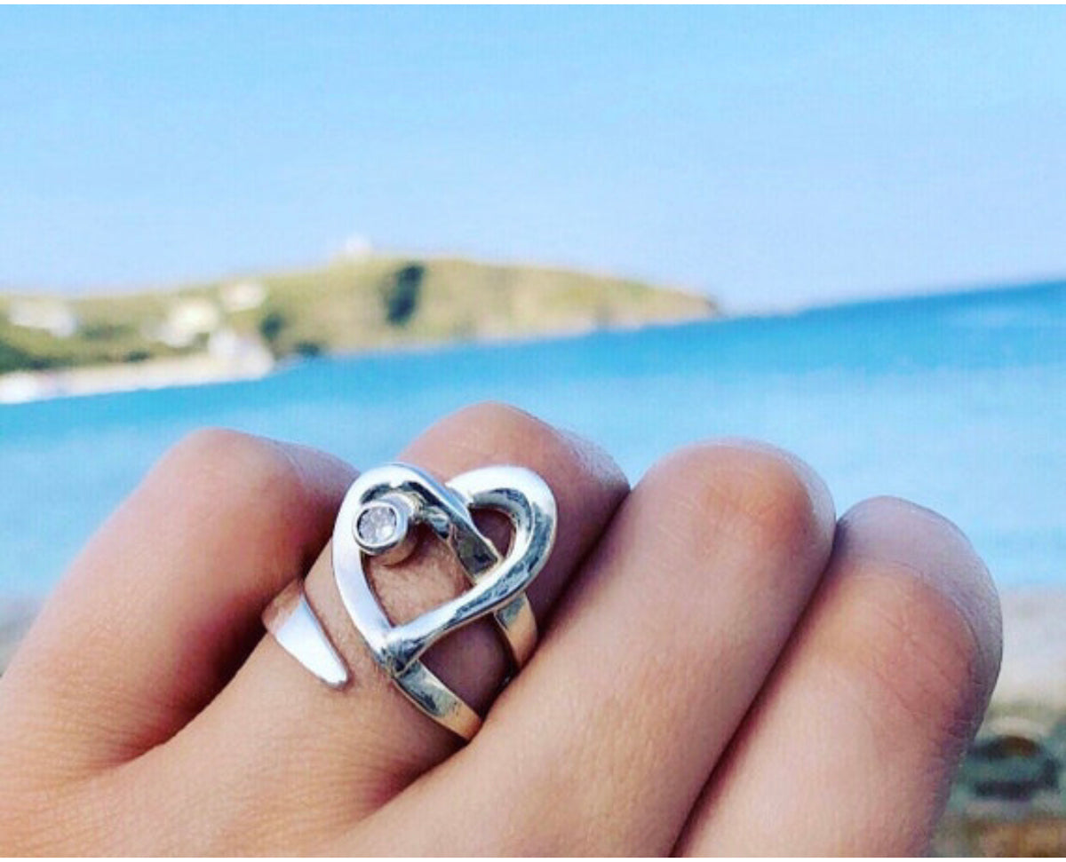 silver heart ring adjustable