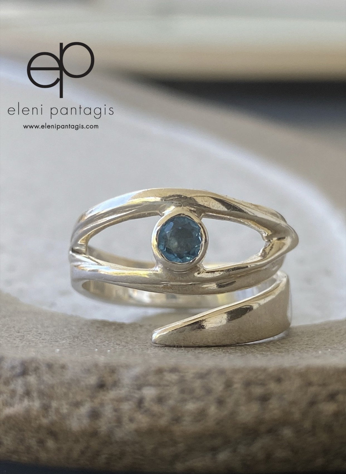 Evil eye ring, November birthstone ring, topaz silver ring 
