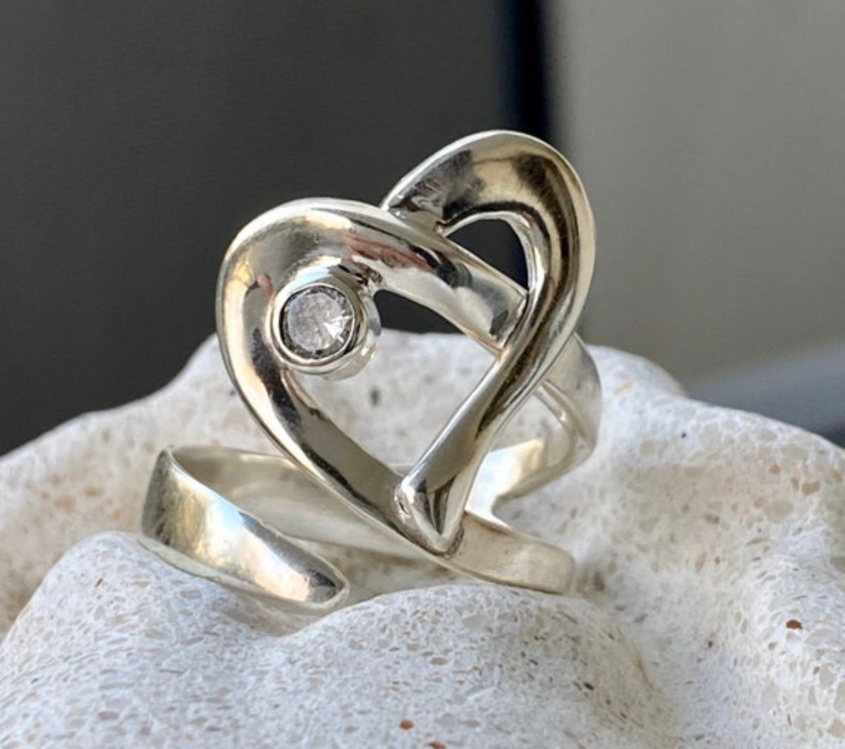 silver heart ring adjustable