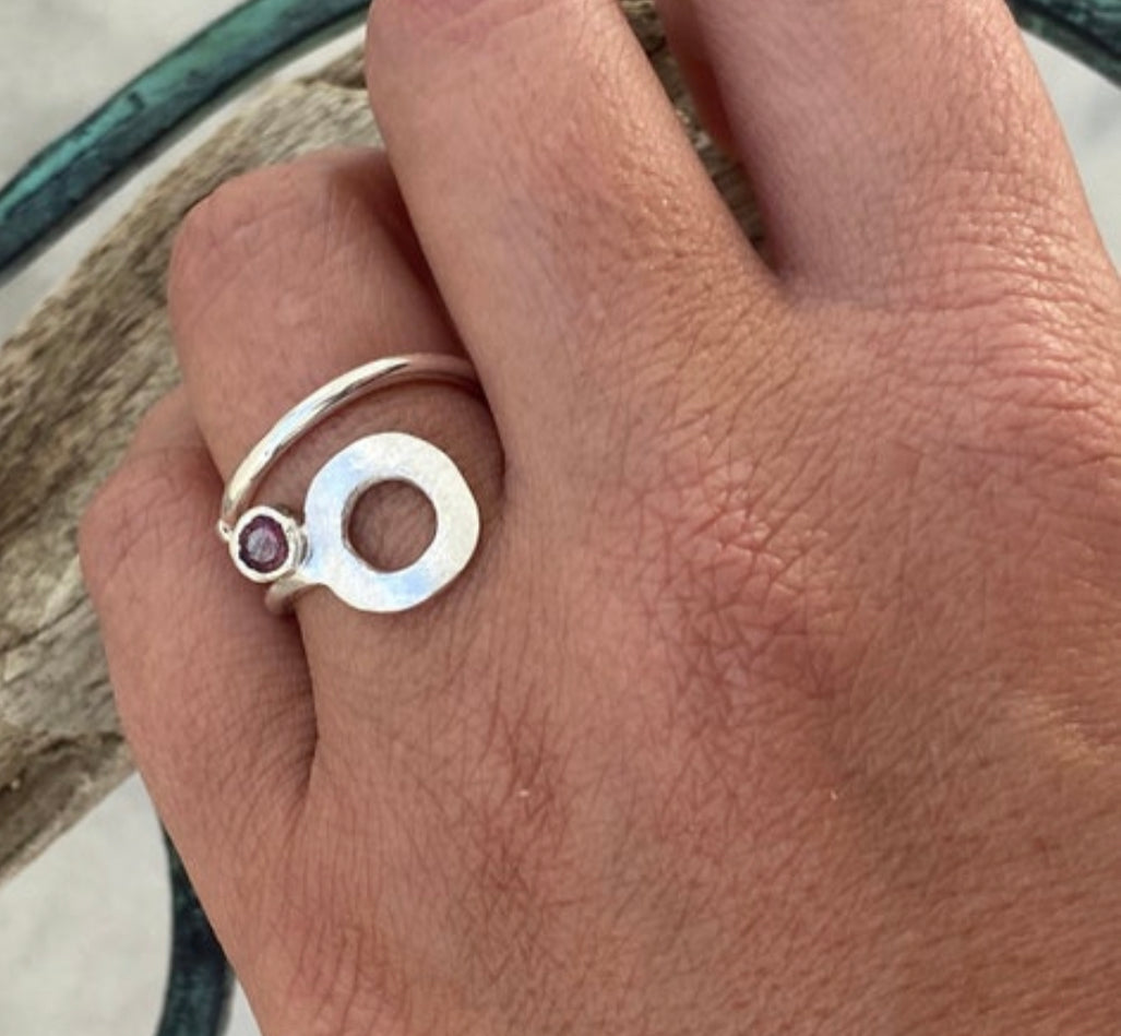 circle ring pink tourmaline ring