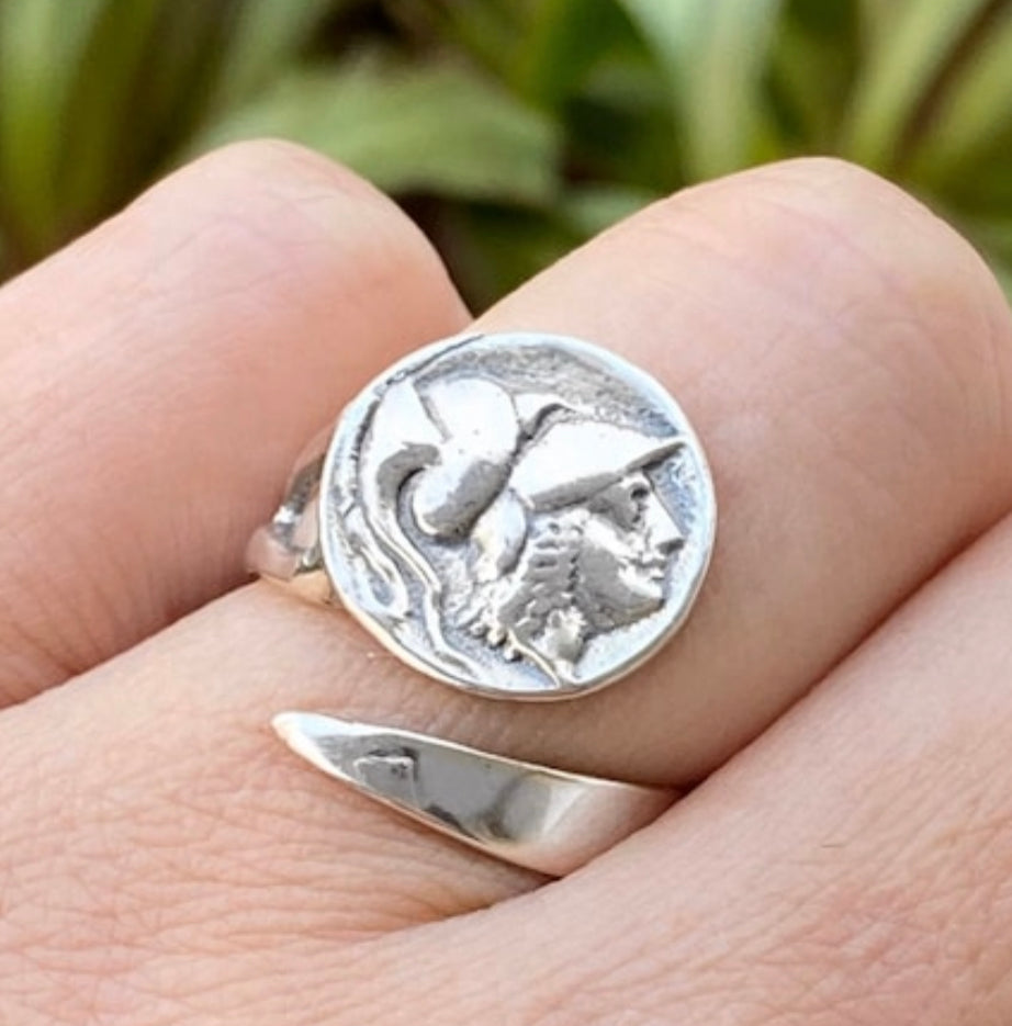 Athena coin silver ring, silver ring, greek ring, silver coin ring, Ancient Greek ring