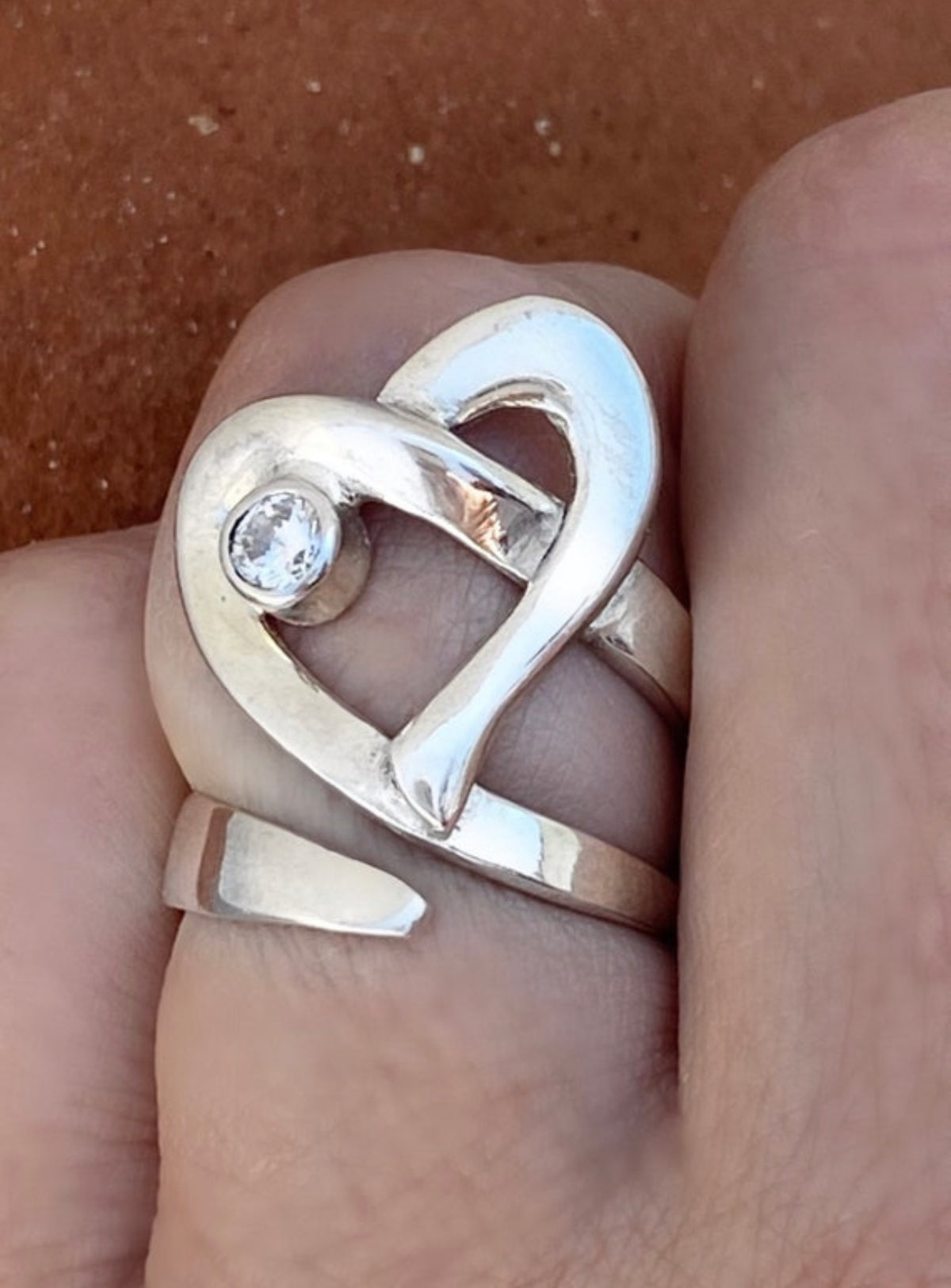 silver heart ring adjustable