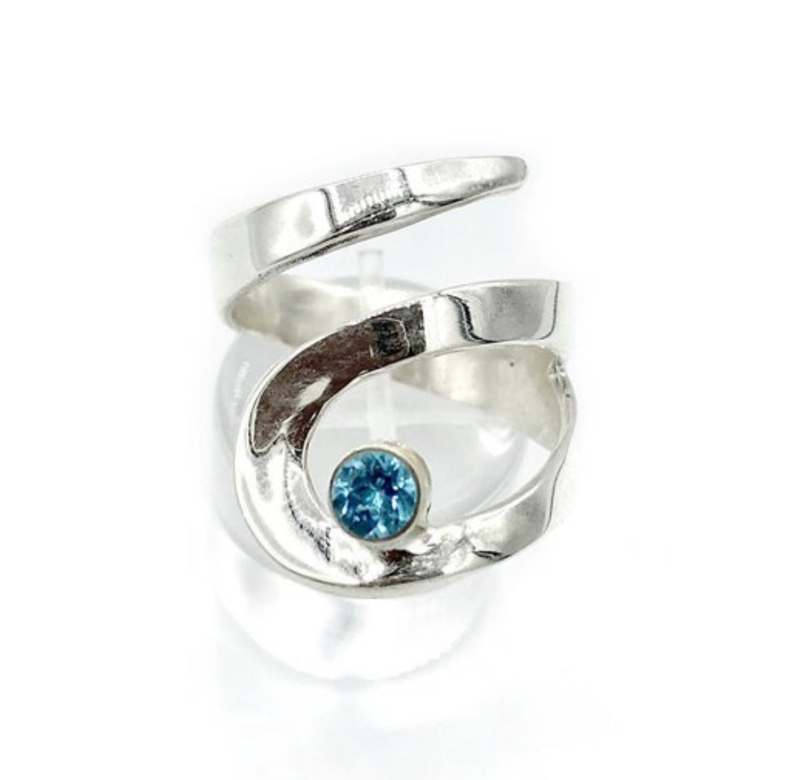 blue topaz silver adjustable ring