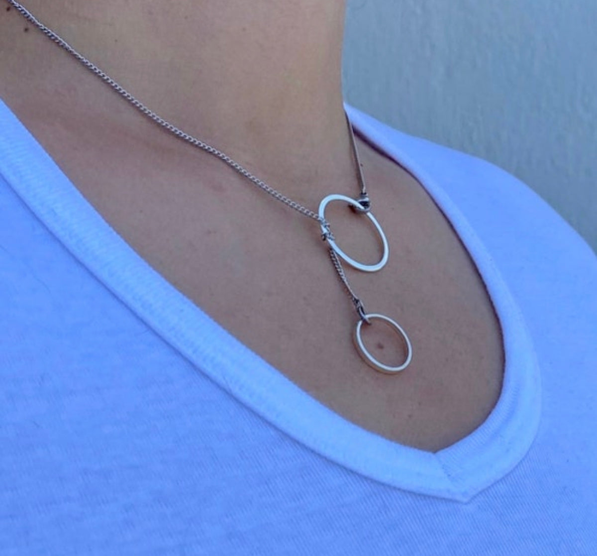 Double circle lariat necklace women’s fashion necklace